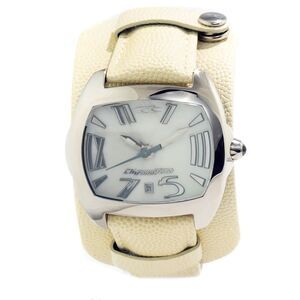 Chronotech Watch Cream Leather Strap Men Beige Watches
